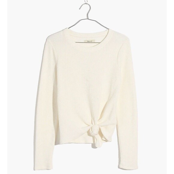 Madewell Texture & Thread Jacquard Knot Front Top Women Size XXL Bright Ivory - Picture 2 of 10
